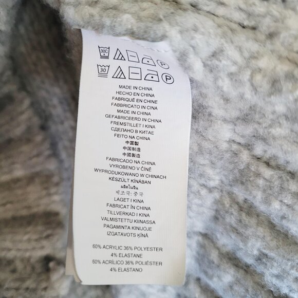 Michael Kors Sweater Medium Grey Cream Chunky Fisherman Knit Cable Turtleneck - Picture 7 of 10